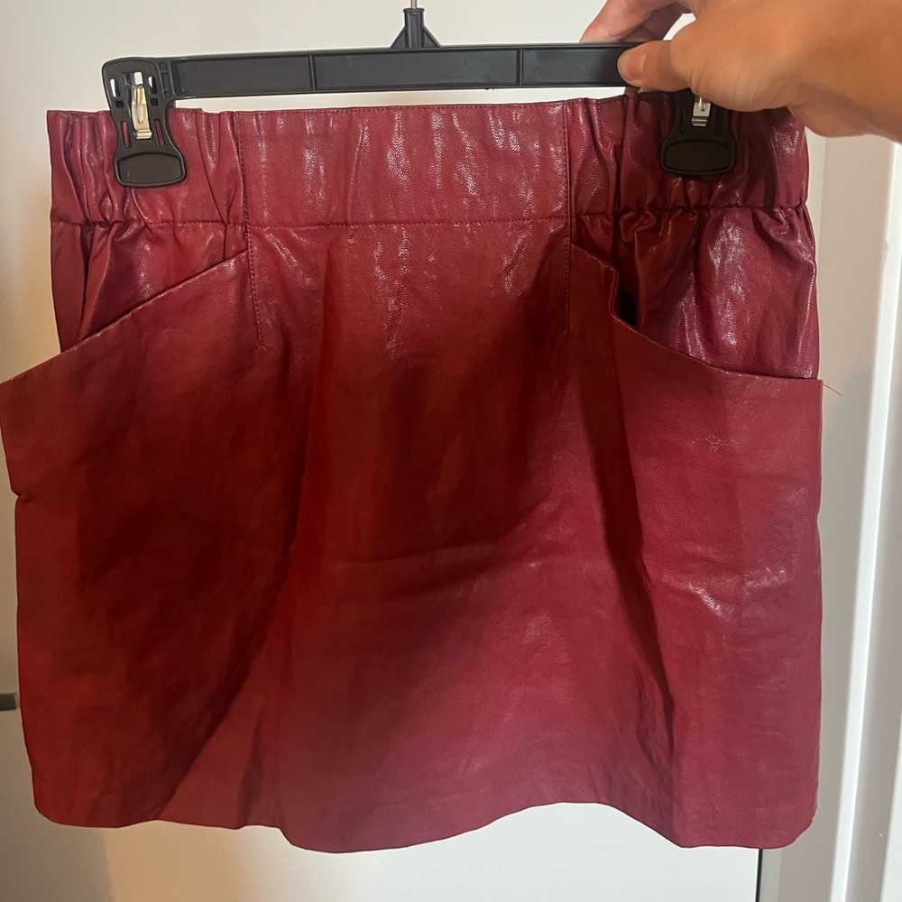 Zara maroon leather skirt size L